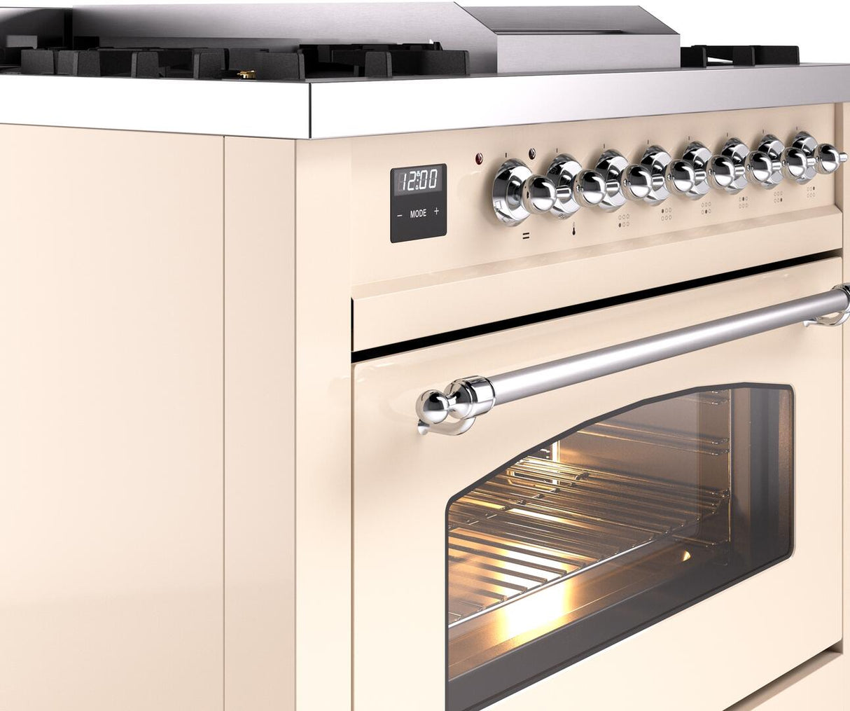 Nostalgie II 36 Inch Dual Fuel Liquid Propane Freestanding Range in Antique White with Chrome Trim