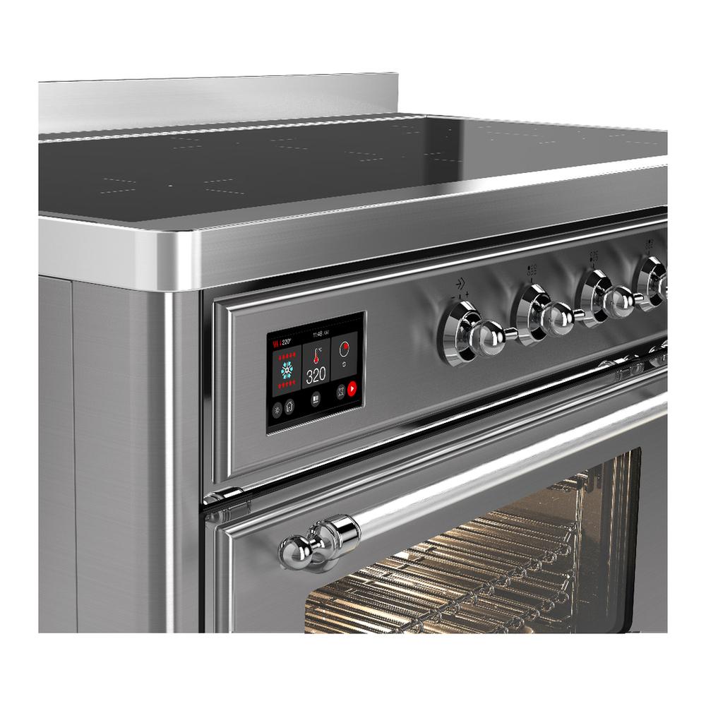 ILVE UMIB48NR3SSC Majestic III 48 inch Induction Range with 6 Elements, 5.02 cu. ft. Total Oven Capacity (Triple Glass Door, Stainless Steel, Chrome)