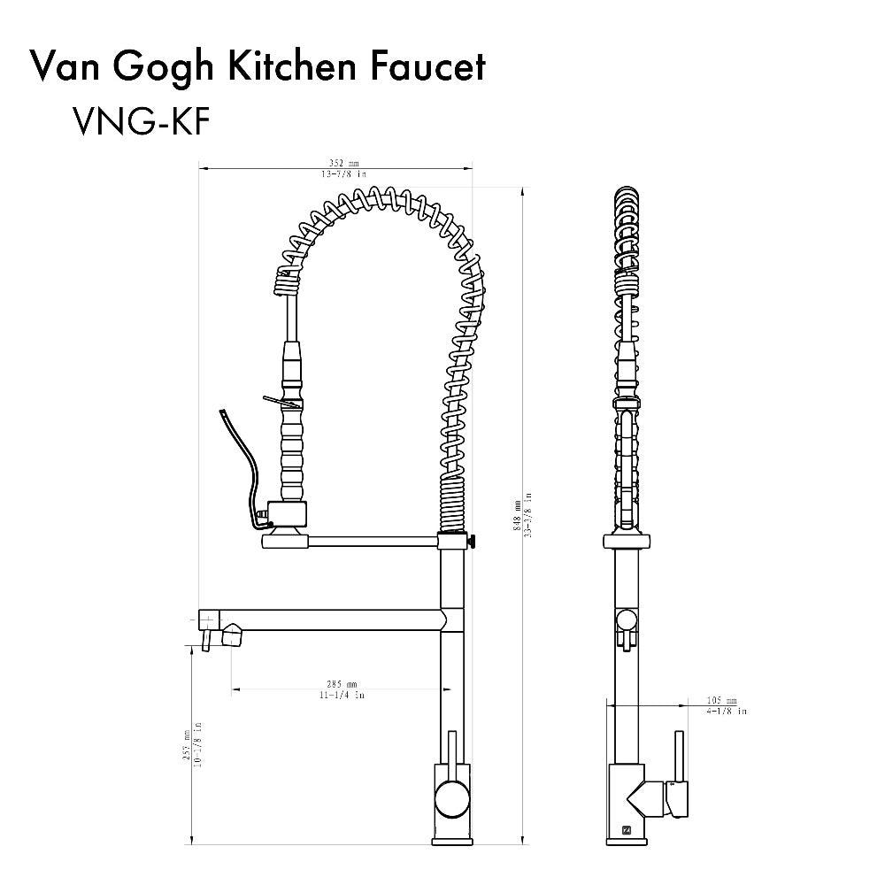 ZLINE Van Gogh Pull Down Spring Kitchen Faucet with Pot Filler in Champagne Bronze (VNG-KF-CB)