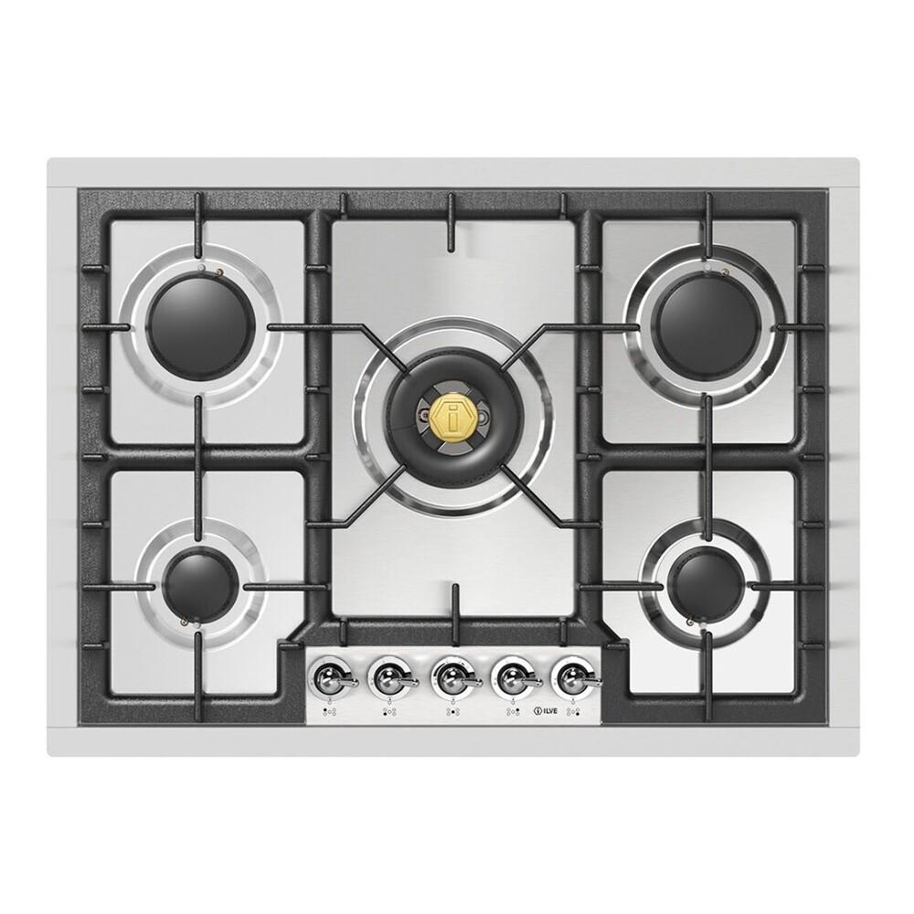 ILVE UHCPT75NSSCLP Nostalgie II 30 inch Built-In Gas Cooktop with 5 Burners, in Stainless Steel (Liquid Propane, Chrome)