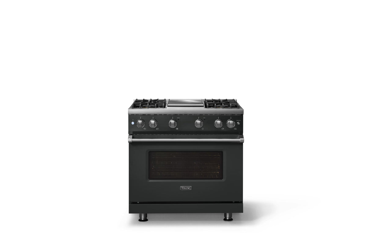 36"W. Sealed Burner Gas Range (Burner: 4g, Finish: Antique Bronze, Trim: Polished Chrome, Fuel: Natural Gas)