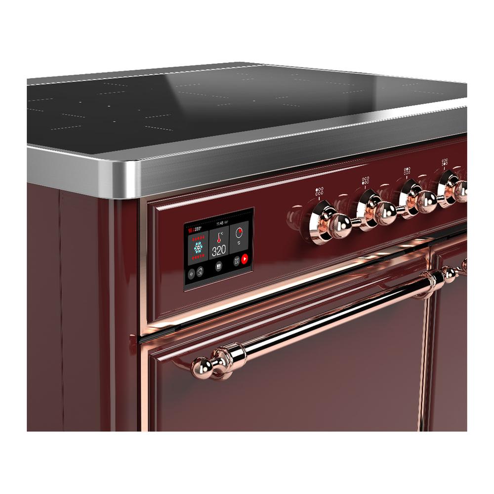 ILVE UMDIB40QNR3BUP Majestic III 40 inch Induction Range with 6 Elements, 3.82 cu. ft. Total Oven Capacity (Solid Door, Burgundy, Copper)