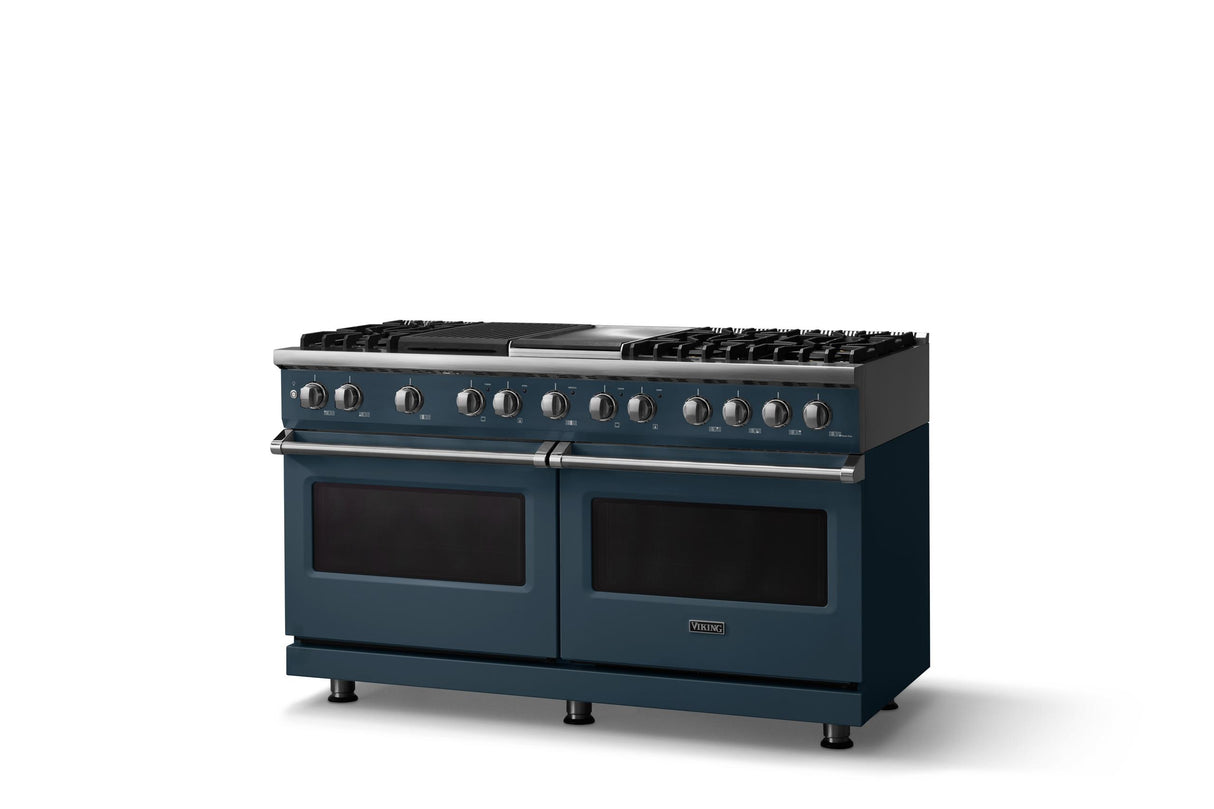 60"W.Dual Fuel Range (Finish: Squall, Trim: Polished Chrome, Fuel: Natural Gas)