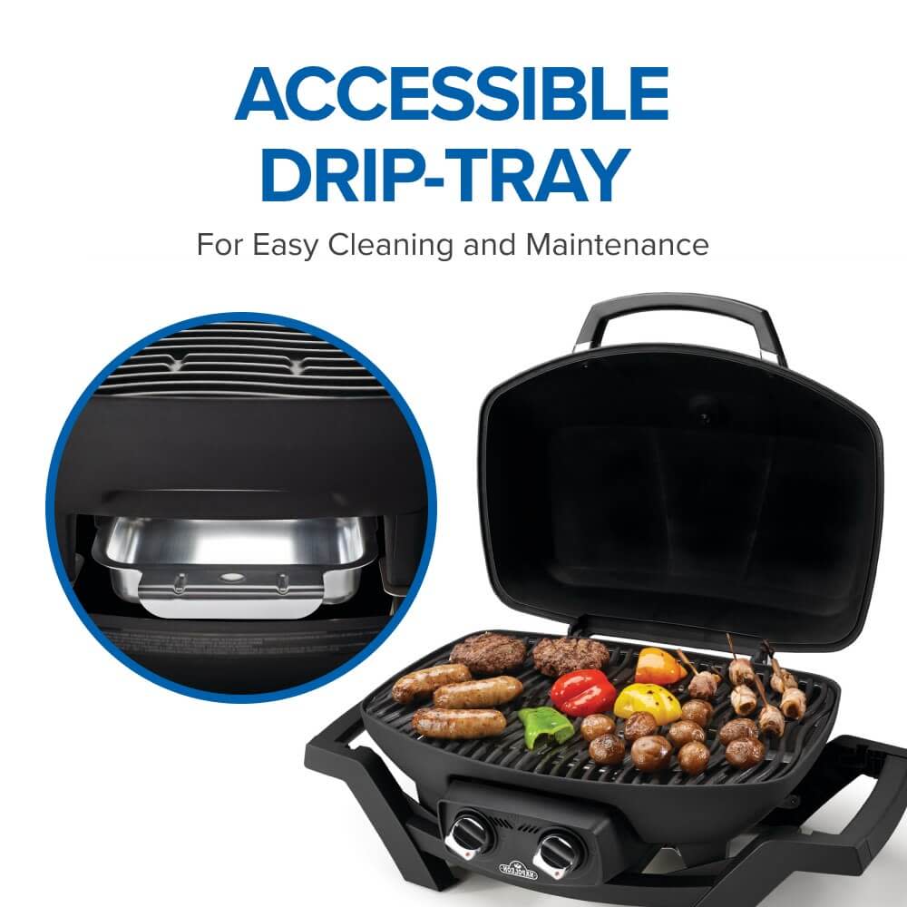 TravelQ PRO285 Portable Gas Grill , Propane, Black