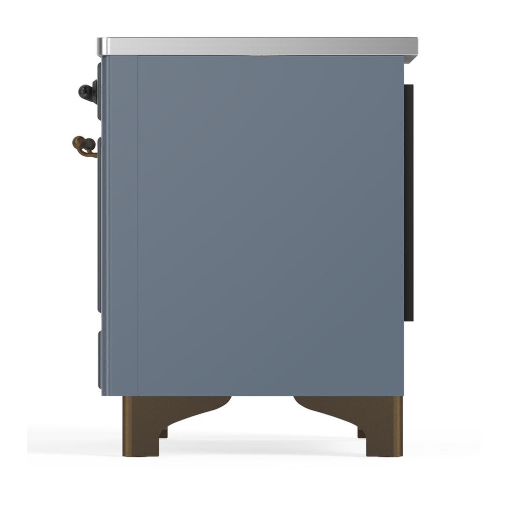 ILVE UMDIB40NR3BGB Majestic III 40 inch Induction Range with 6 Elements, 3.82 cu. ft. Total Oven Capacity (Triple Glass Door, Blue Grey, Burnished)
