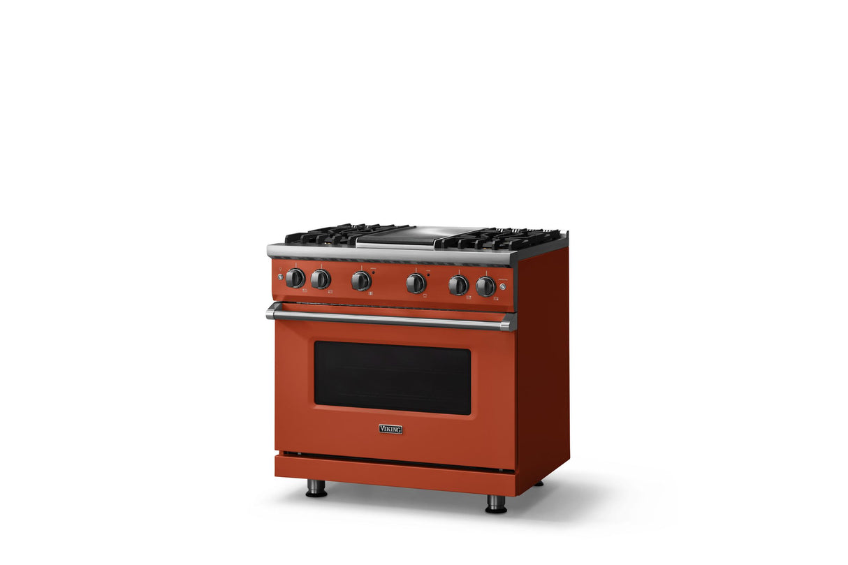 36"W. Sealed Burner Gas Range (Burner: 4g, Finish: Spiced Cider, Trim: Polished Chrome, Fuel: Natural Gas)