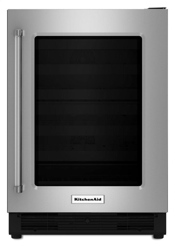 24" Undercounter Refrigerator with Glass Door - Stainless Steel