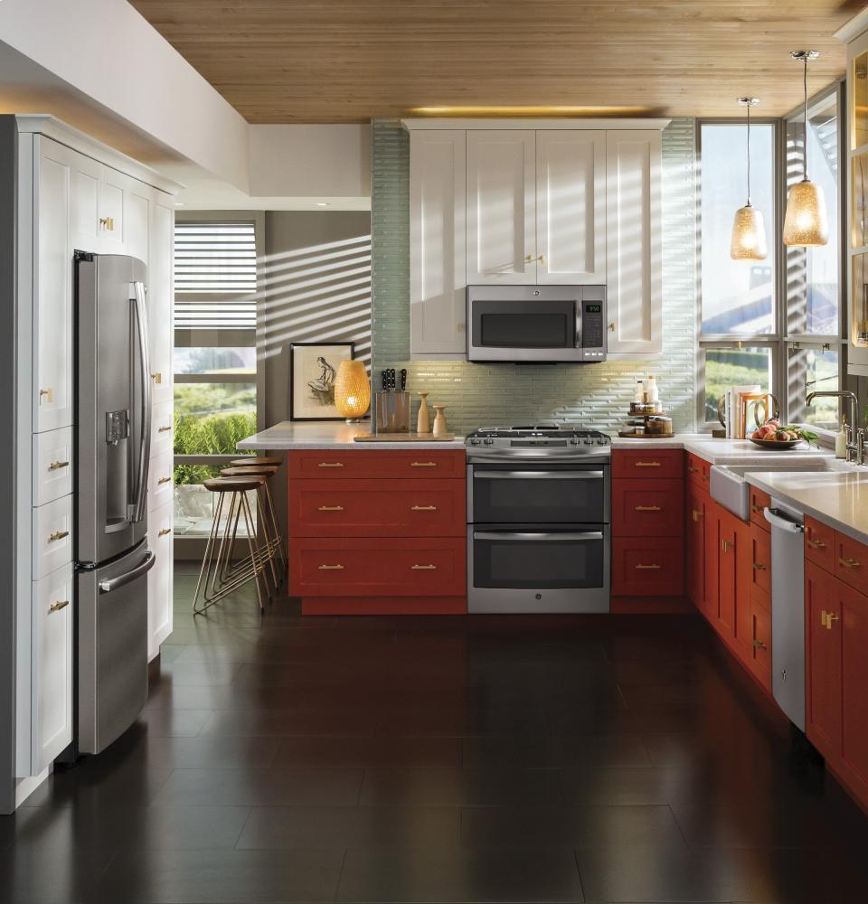 GE Profile™ Series 30" Slide-In Front Control Double Oven Gas Range