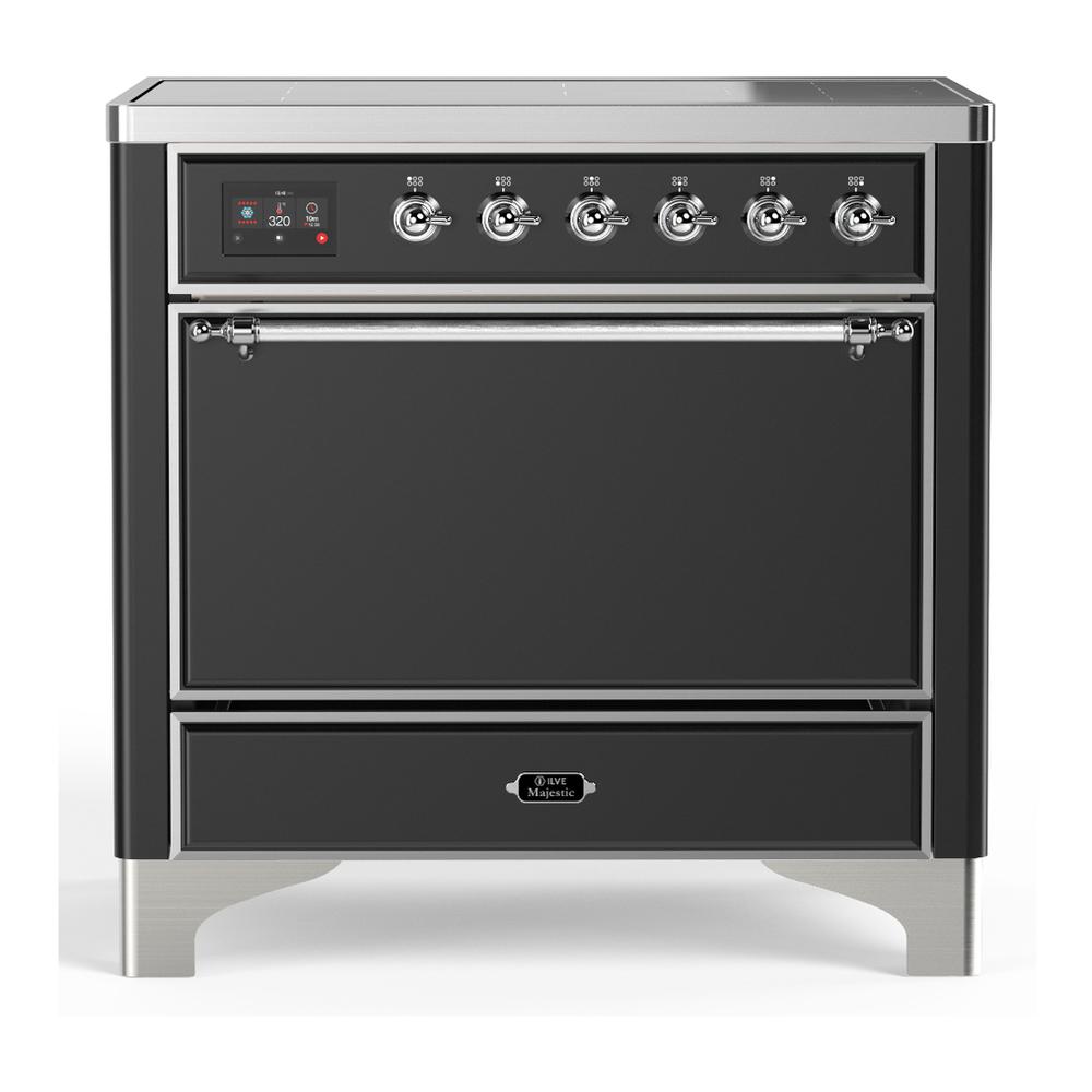 ILVE UMIB36QNR3MGC Majestic III 36 inch Induction Range with 6 Elements, 3.5 cu. ft. Total Oven Capacity (Solid Door, Graphite Matte, Chrome)