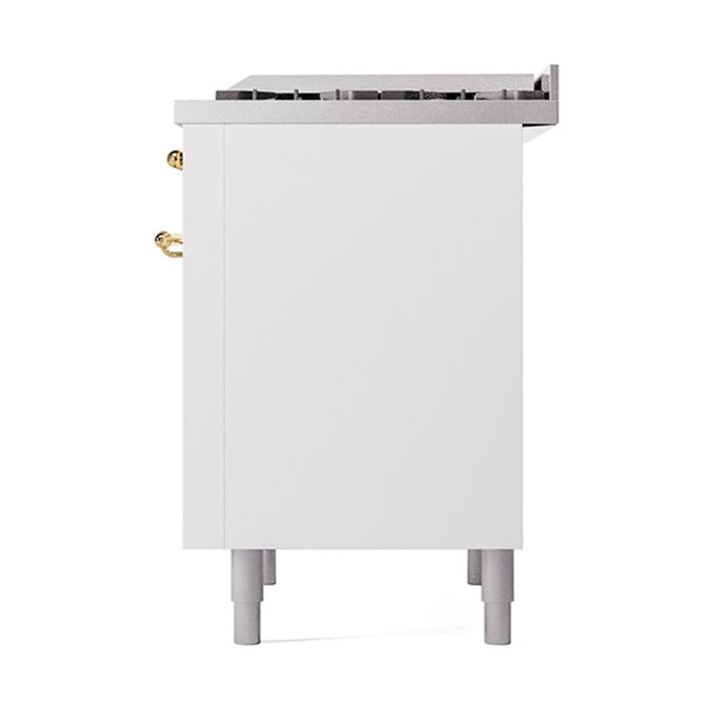 ILVE UN36FQNMPWHGLP Nostalgie II Noblesse 36 inch Dual Fuel Range (Liquid Propane, Solid Door, White, Brass)