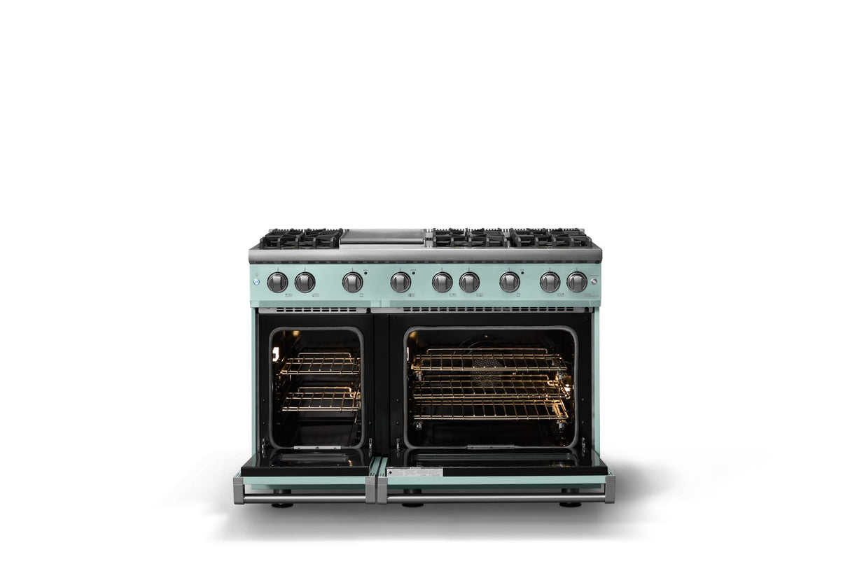 48"W. Sealed Burner Gas Range (Burner: 6g, Finish: Splash, Trim: Polished Chrome, Fuel: Natural Gas)