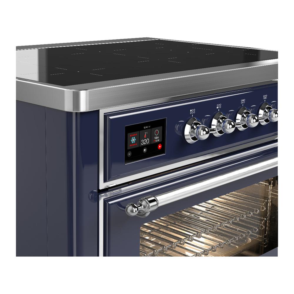 ILVE UMIB36NR3MBC Majestic III 36 inch Induction Range with 6 Elements, 3.5 cu. ft. Total Oven Capacity (Triple Glass Door, Midnight Blue, Chrome)