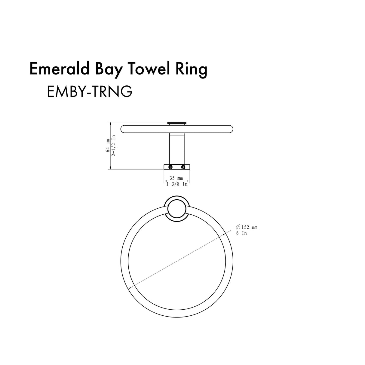 ZLINE Emerald Bay Towel Ring in Gun Metal (EMBY-TRNG-GM)
