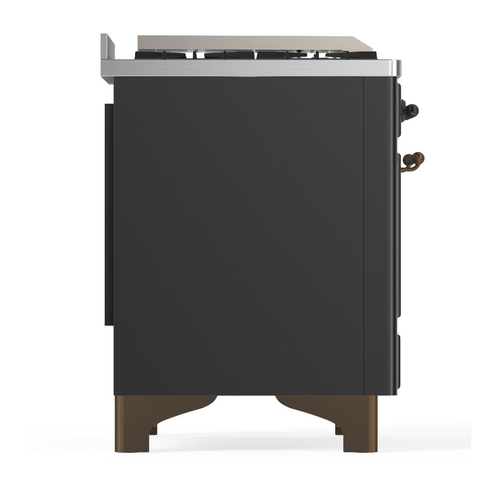 ILVE UM60FNR3MGB Majestic III 60 inch Dual Fuel Range with 9 Burners and Griddle, Dual Function Burner up to 25,000 BTU (Natural Gas, Triple Glass Door, Graphite Matte, Burnished)