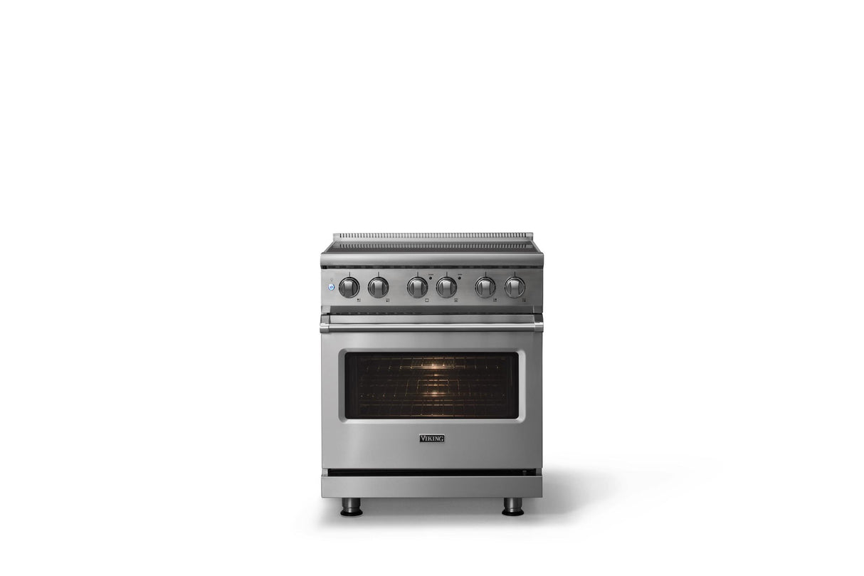 30"W. Induction Range (Finish: Stainless Steel, Trim: Polished Chrome)