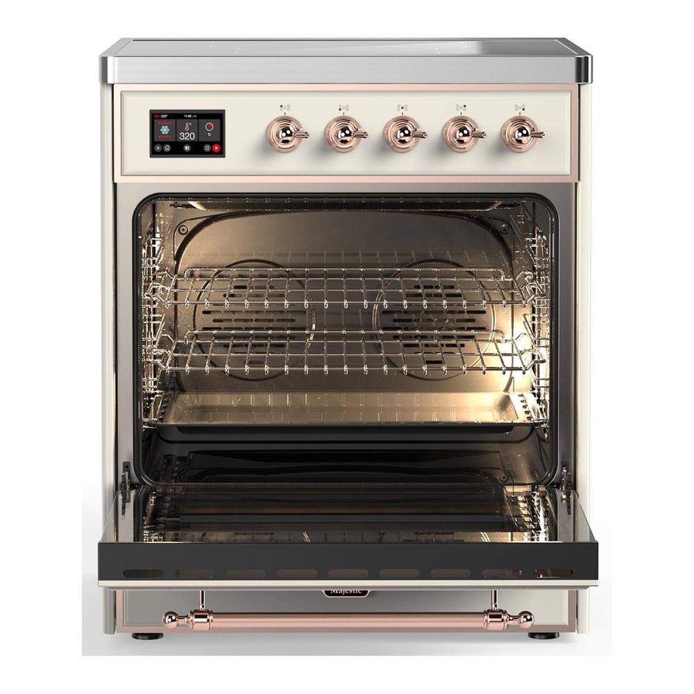 ILVE UMIB30QNR3AWP Majestic III 30 inch Induction Range with 4 Elements, 4 cu. ft. Oven Capacity (Solid Door, Antique White, Copper)