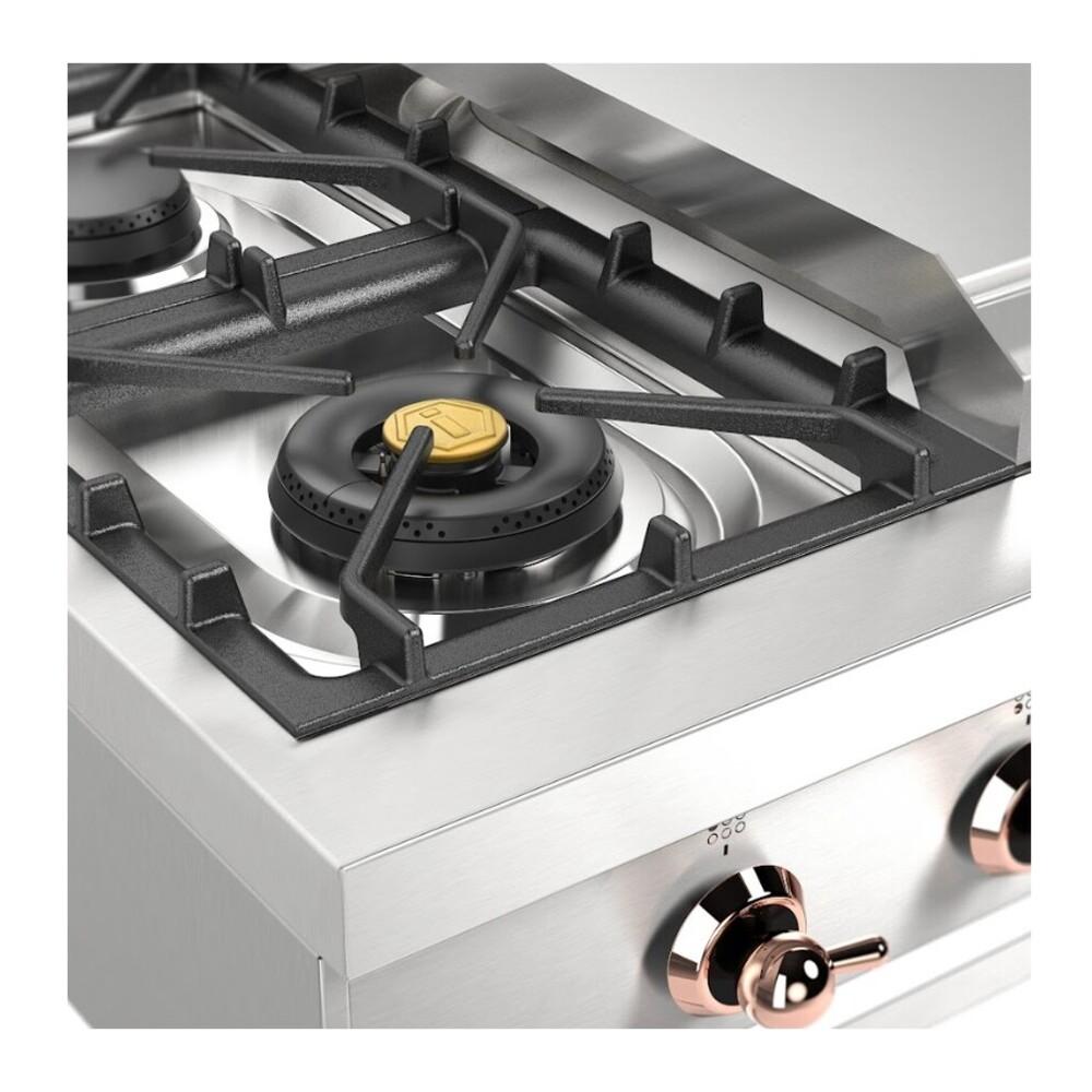 ILVE UHCP36FNSSPLP Nostalgie II 36 inch Built-In Gas Rangetop with 6 Burners and Griddle, in Stainless Steel (Liquid Propane, Copper)