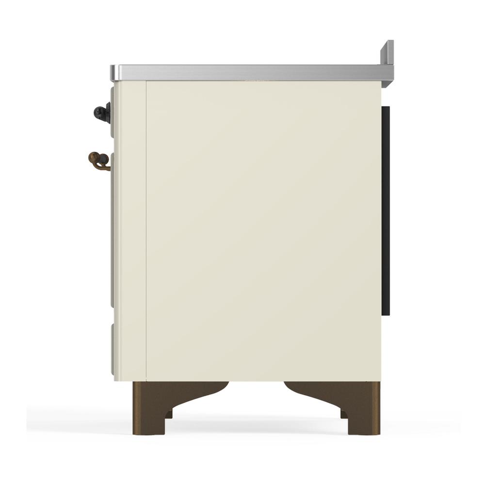 ILVE UMIB48QNR3AWB Majestic III 48 inch Induction Range with 6 Elements, 5.02 cu. ft. Total Oven Capacity (Solid Door, Antique White, Burnished)