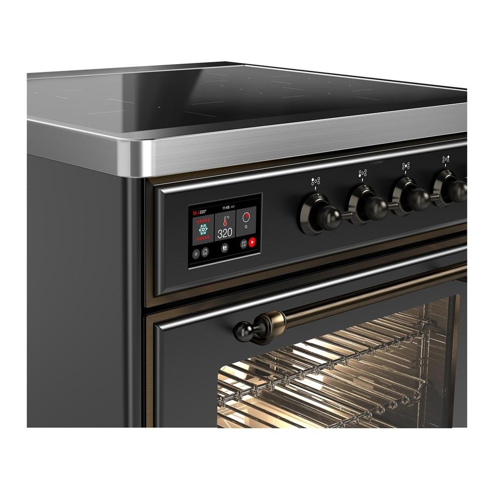 ILVE UMIB30NR3MGB Majestic III 30 inch Induction Range with 4 Elements, 4 cu. ft. Oven Capacity (Triple Glass Door, Graphite Matte, Burnished)