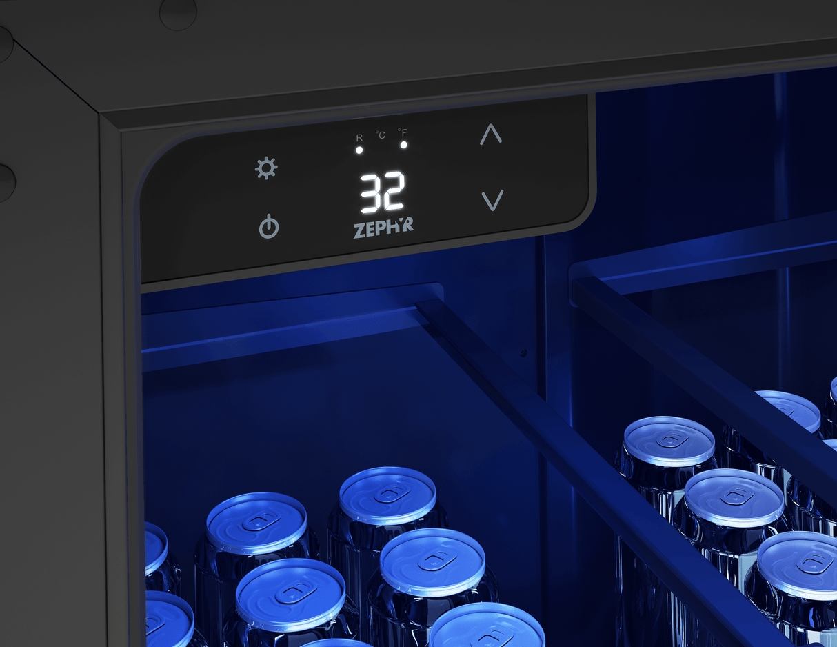 Presrv Kegerator & Beverage Cooler, 24in Under Cabinet, SS+Glass, Reverse Door, 1 Zone