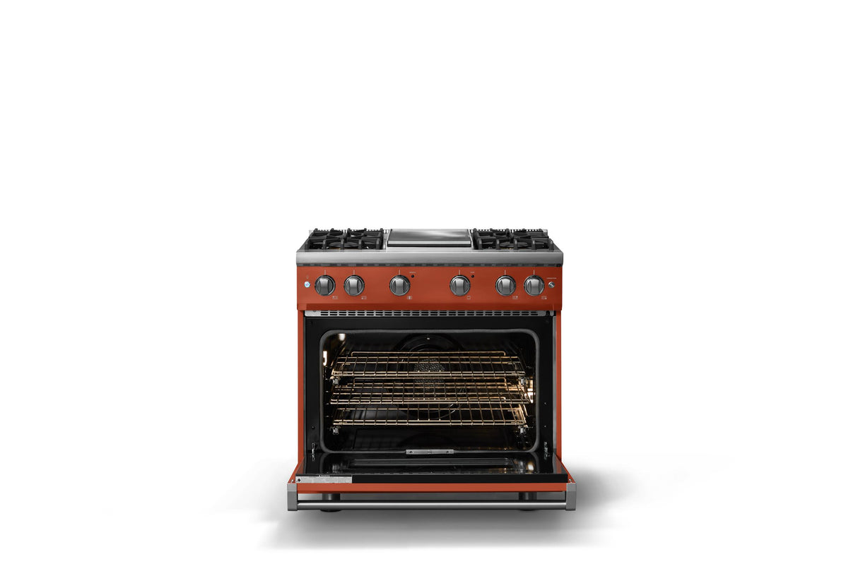 36"W. Sealed Burner Gas Range (Burner: 4g, Finish: Spiced Cider, Trim: Polished Chrome, Fuel: Natural Gas)