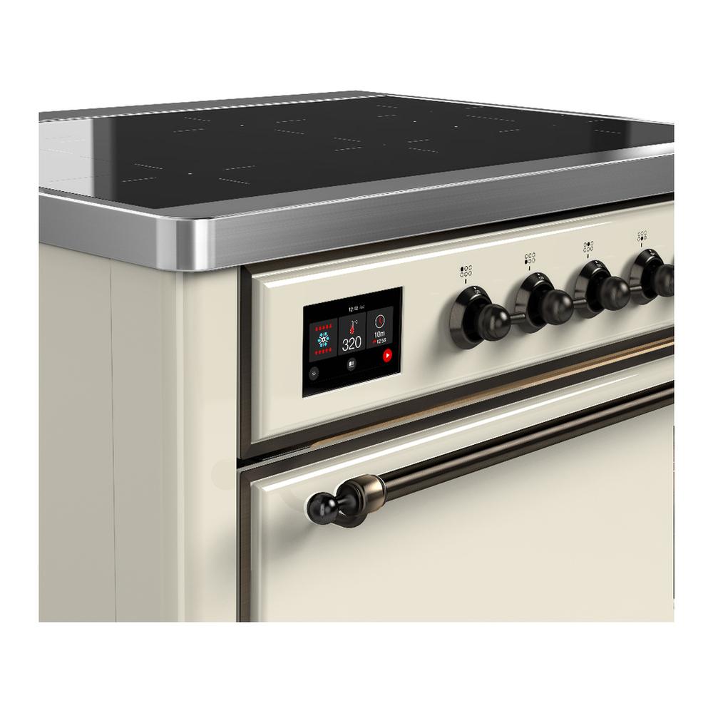 ILVE UMIB36QNR3AWB Majestic III 36 inch Induction Range with 6 Elements, 3.5 cu. ft. Total Oven Capacity (Solid Door, Antique White, Burnished)