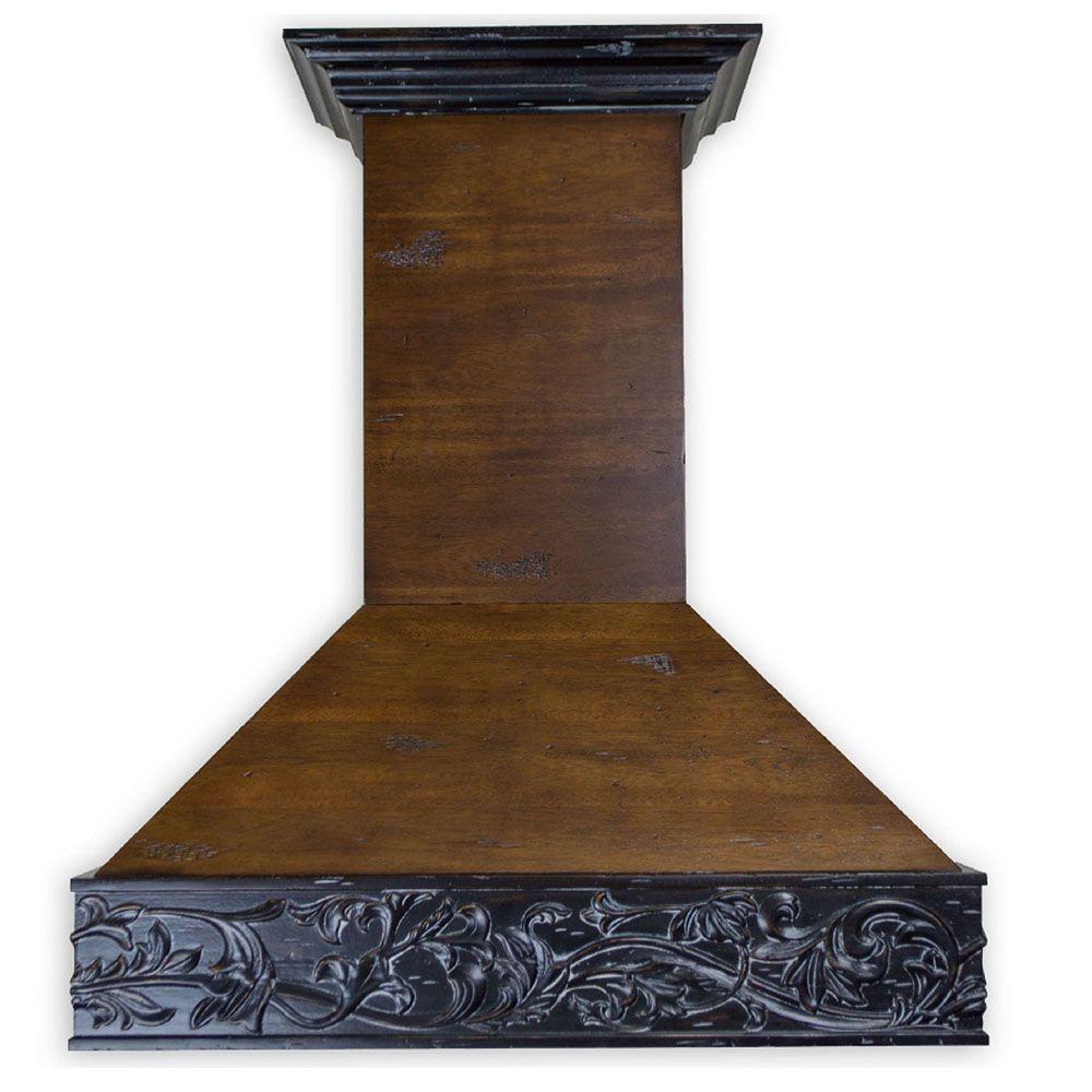ZLINE 42 in. Wooden Wall Mount Range Hood in Antigua and Walnut - Includes Remote Motor