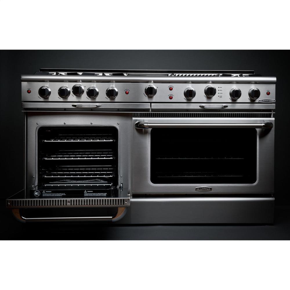 60" Gas Self Clean w/ Rotisserie, 8 Open Burners, 12" Broil Burner