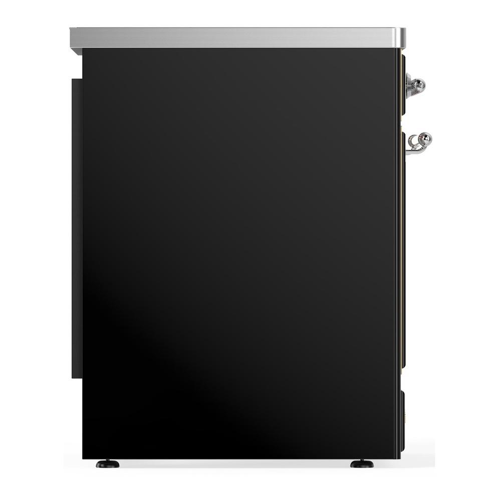 ILVE UMIB30QNR3BKC Majestic III 30 inch Induction Range with 4 Elements, 4 cu. ft. Oven Capacity (Solid Door, Glossy Black, Chrome)