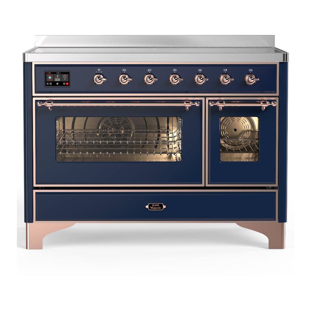 ILVE UMIB48NR3MBP Majestic III 48 inch Induction Range with 6 Elements, 5.02 cu. ft. Total Oven Capacity (Triple Glass Door, Midnight Blue, Copper)