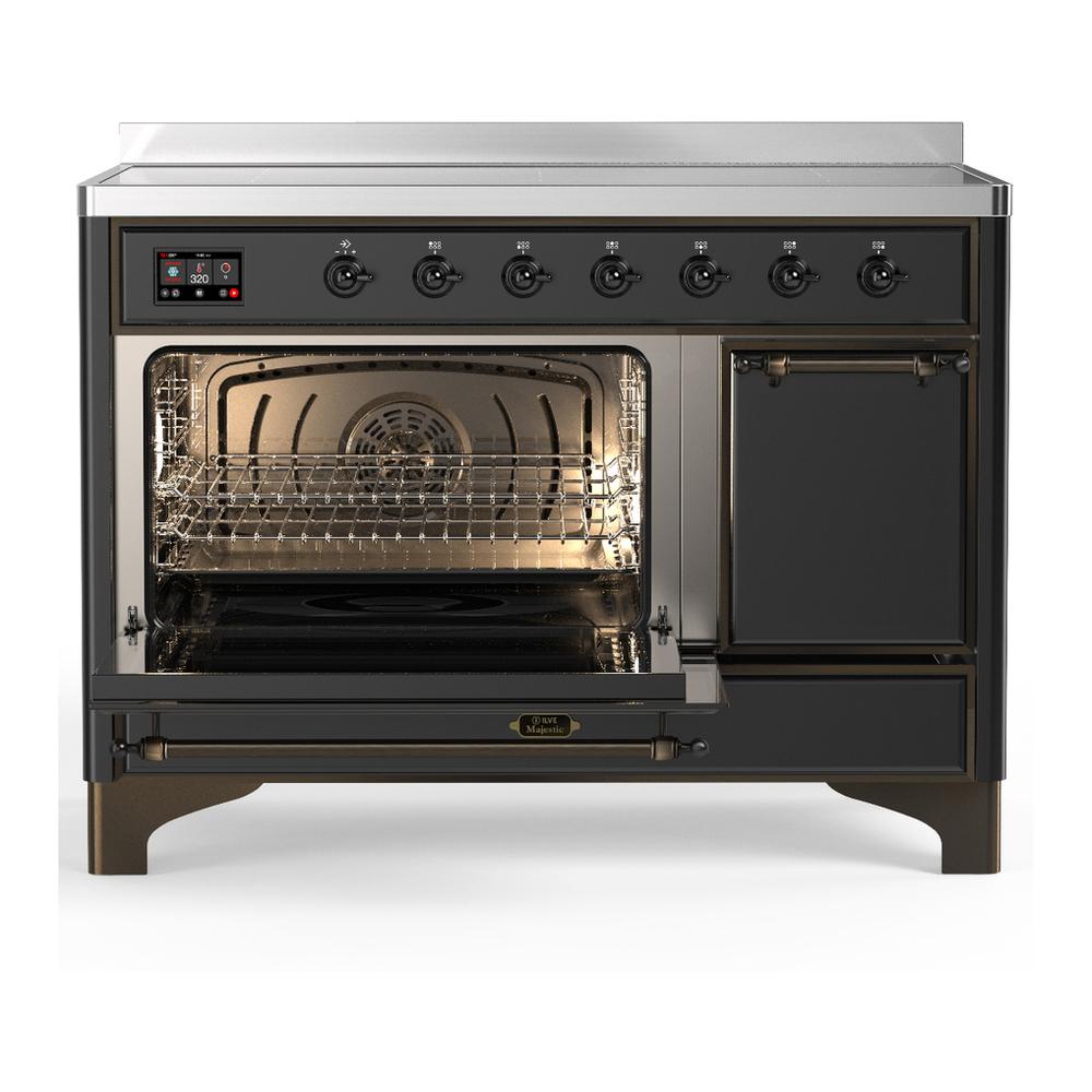 ILVE UMIB48QNR3MGB Majestic III 48 inch Induction Range with 6 Elements, 5.02 cu. ft. Total Oven Capacity (Solid Door, Graphite Matte, Burnished)