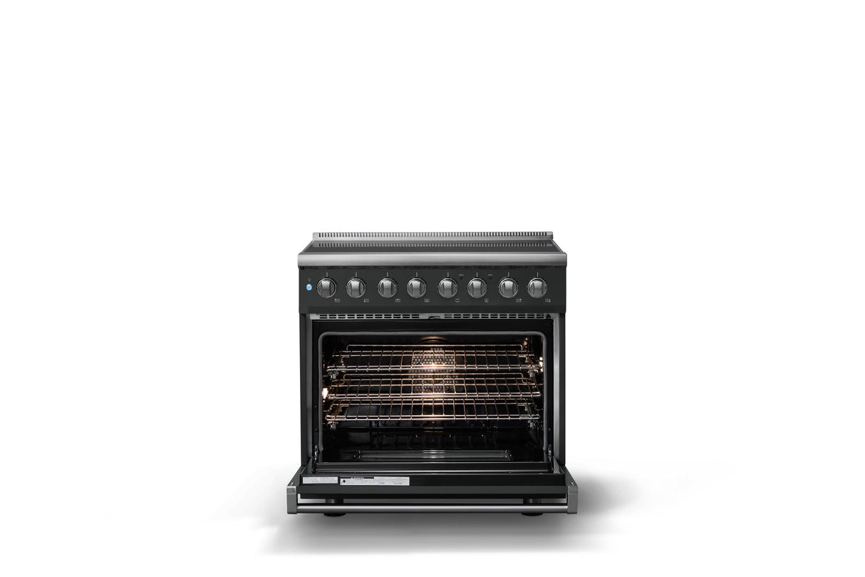 36"W. Induction Range (Finish: Antique Bronze, Trim: Polished Chrome)