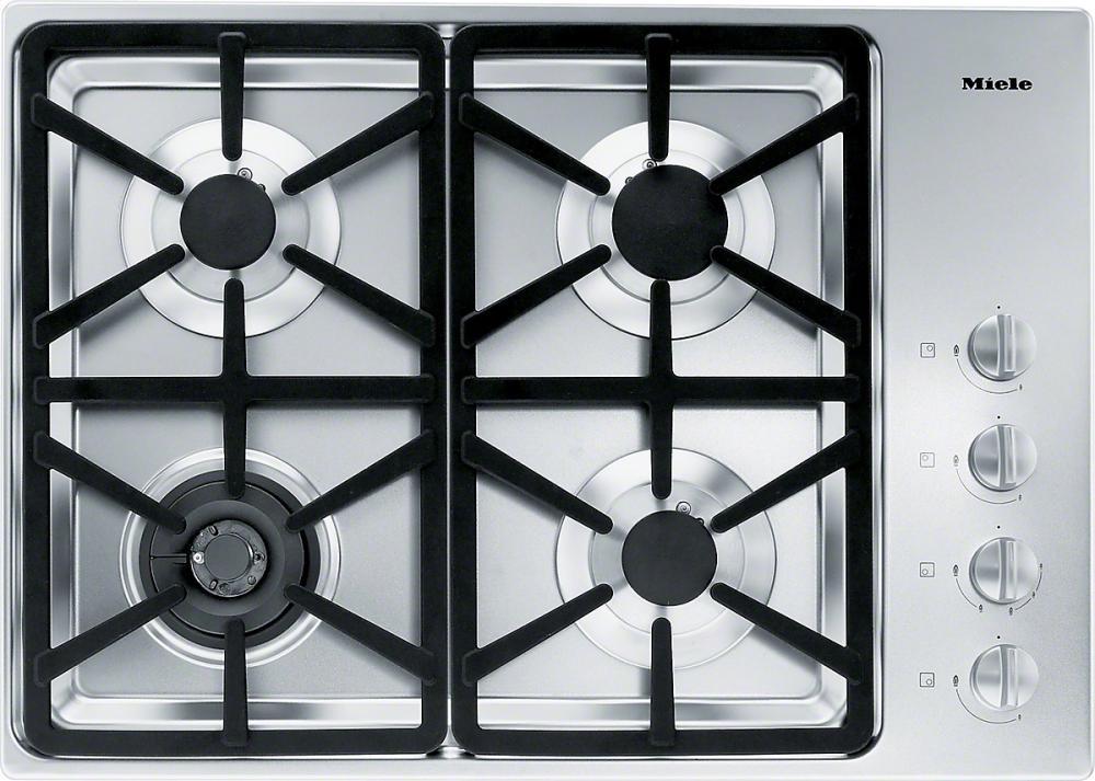 KM 3464 LP Gas cooktop with a dual wok burner for particularly wide ranging burner capacity.