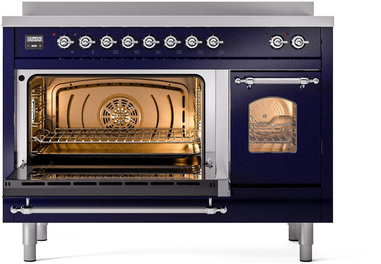 Nostalgie II 48 Inch Electric Freestanding Range in Blue with Chrome Trim
