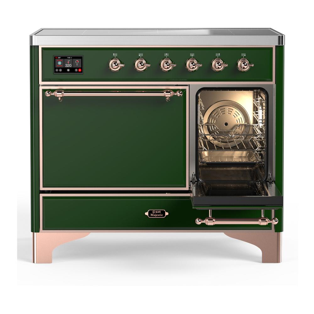 ILVE UMDIB40QNR3EGP Majestic III 40 inch Induction Range with 6 Elements, 3.82 cu. ft. Total Oven Capacity (Solid Door, Emerald Green, Copper)