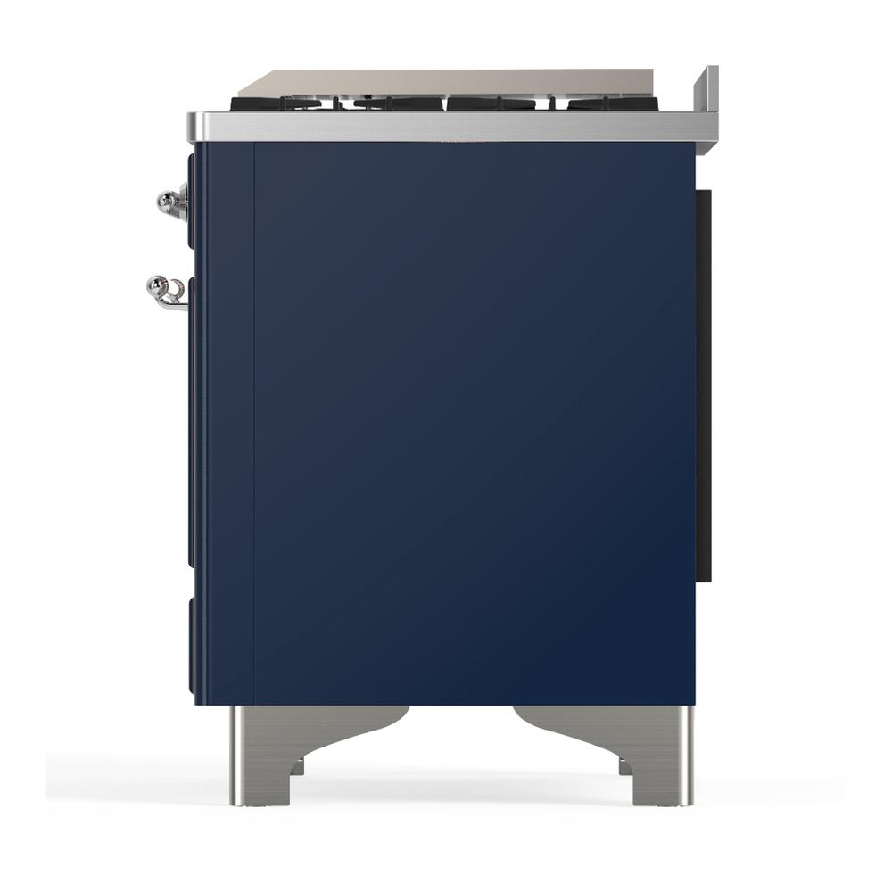 ILVE UMD40FQNR3MBC Majestic III 40 inch Dual Fuel Range with 6 Burners and Griddle, Dual Function Burner up to 25,000 BTU (Natural Gas, Solid Door, Midnight Blue, Chrome)