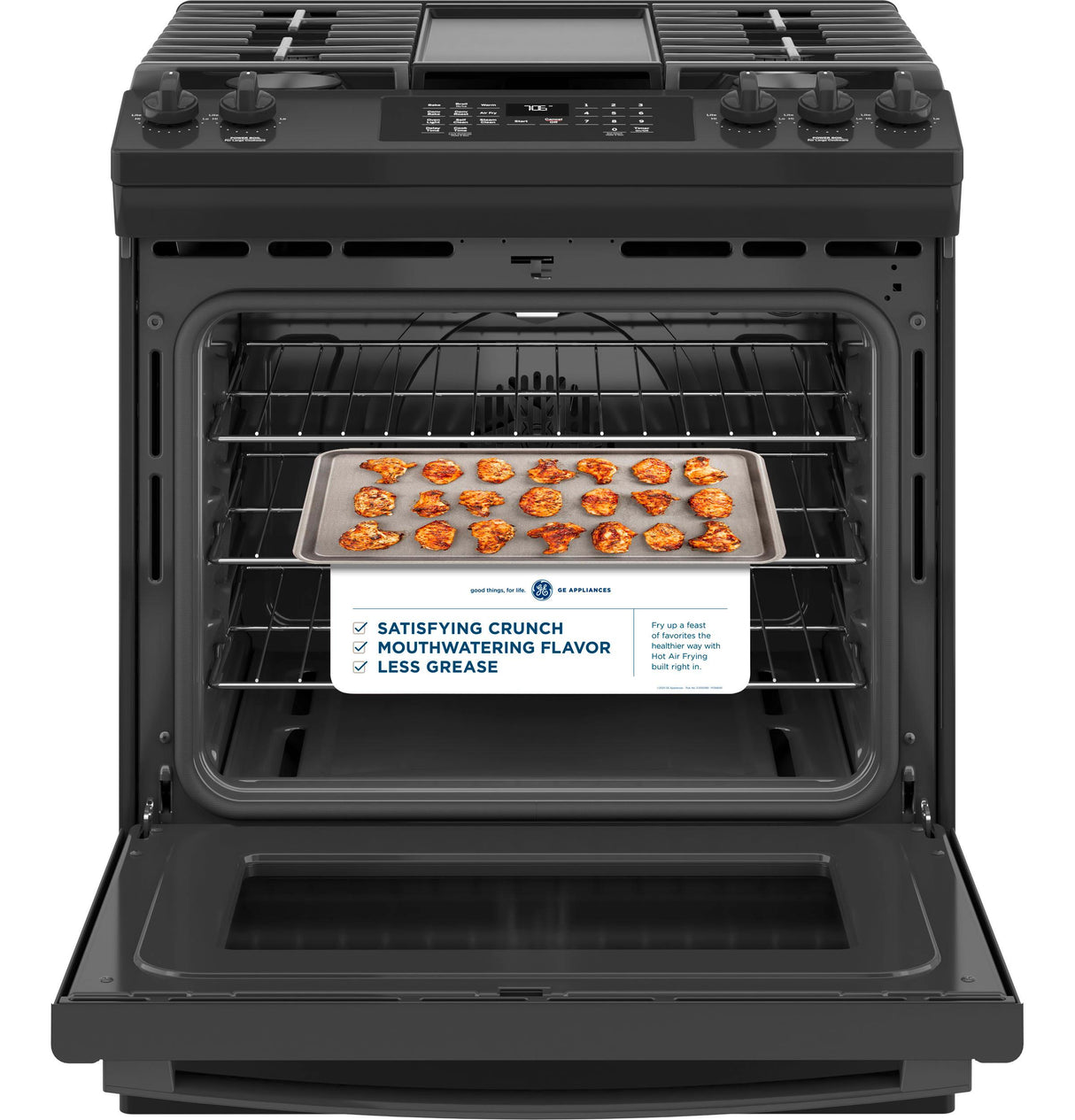 GE® 30" Slide-In Front-Control Convection Gas Range with No Preheat Air Fry