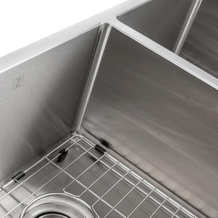 ZLINE 33 in. Anton Undermount Double Bowl Stainless Steel Kitchen Sink with Bottom Grid (SR50D-33)
