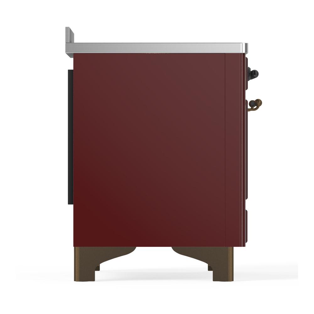 ILVE UMIB48NR3BUB Majestic III 48 inch Induction Range with 6 Elements, 5.02 cu. ft. Total Oven Capacity (Triple Glass Door, Burgundy, Burnished)