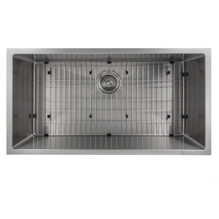 ZLINE 36 in. Meribel Undermount Single Bowl Stainless Steel Kitchen Sink with Bottom Grid (SRS-36)
