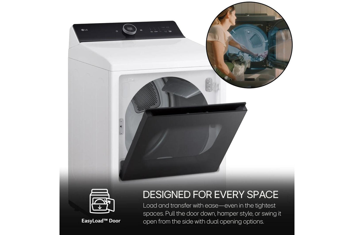 7.3 cu.ft. Ultra Large High Efficiency Gas TurboSteam™ LG EasyLoad™ Door, Wi-Fi Connectivity, White