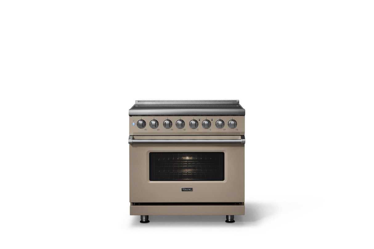 36"W. Induction Range (Finish: Nantucket, Trim: Polished Chrome)