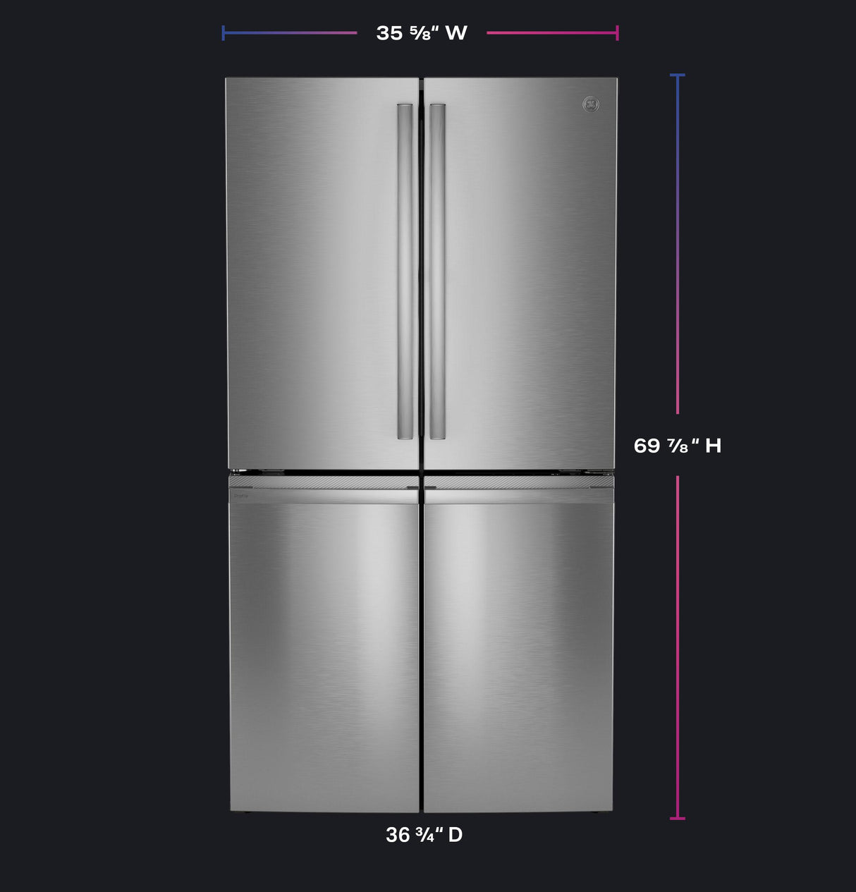 GE Profile™ ENERGY STAR® 28.4 Cu. Ft. Quad-Door Refrigerator with Dual-Dispense AutoFill Pitcher and Door in Door