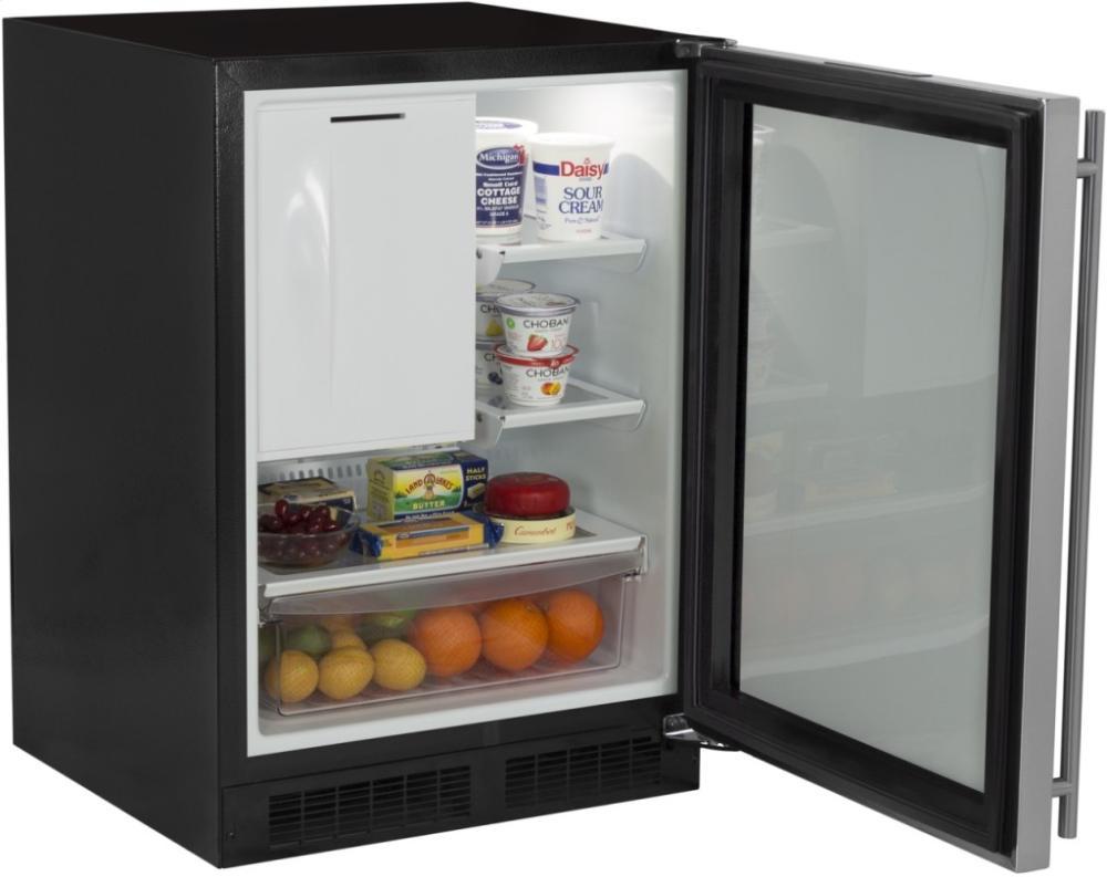 24" Refrigerator Freezer with Drawer Storage Marvel Refrigeration - Solid Panel Ready Overlay Door - Integrated Right Hinge