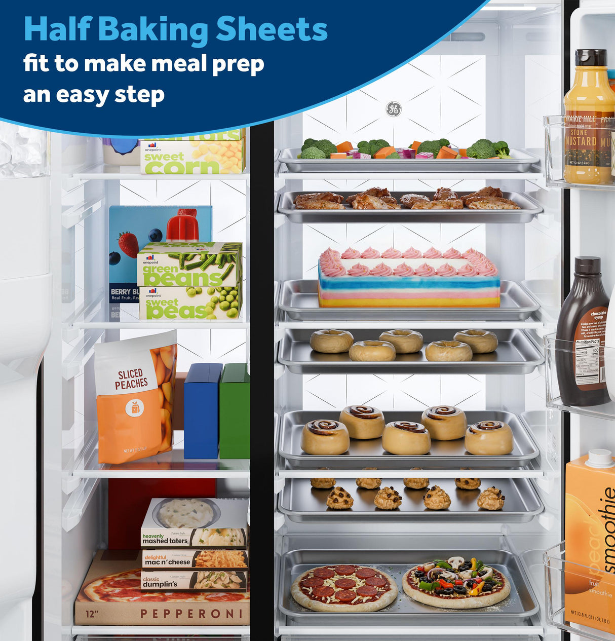 GE® 23.5 Cu. Ft. Counter-Depth Side-By-Side Refrigerator with LED Light Walls and Extra Tall Dispenser
