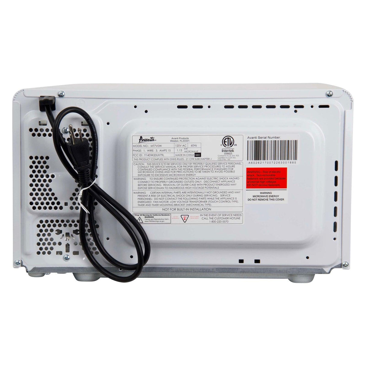 Avanti Countertop Microwave Oven, 0.7 cu. ft. - Stainless Steel