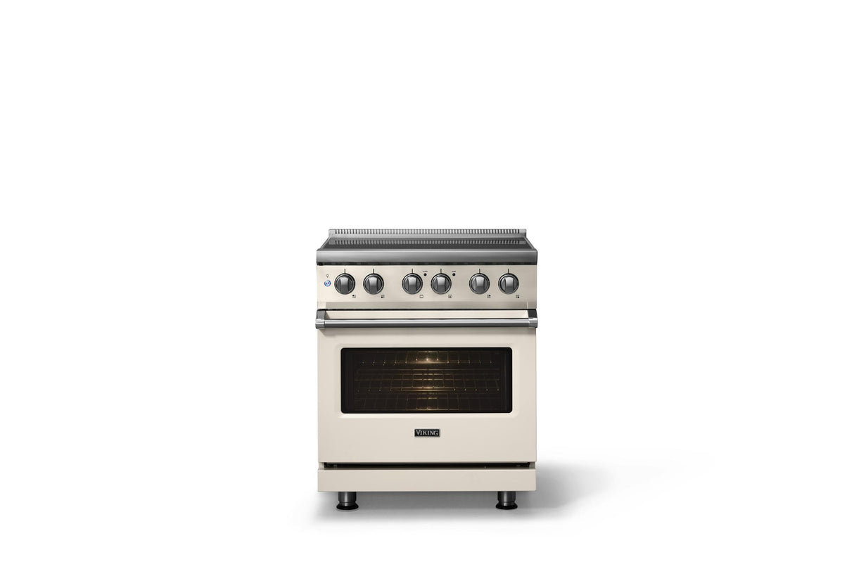 30"W. Induction Range (Finish: Pure White, Trim: Polished Chrome)