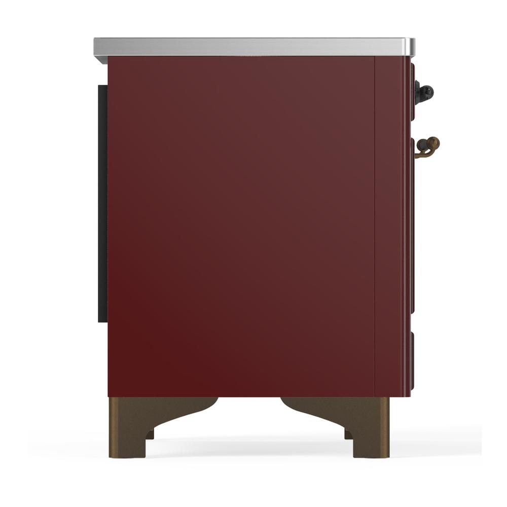 ILVE UMDIB40QNR3BUB Majestic III 40 inch Induction Range with 6 Elements, 3.82 cu. ft. Total Oven Capacity (Solid Door, Burgundy, Burnished)