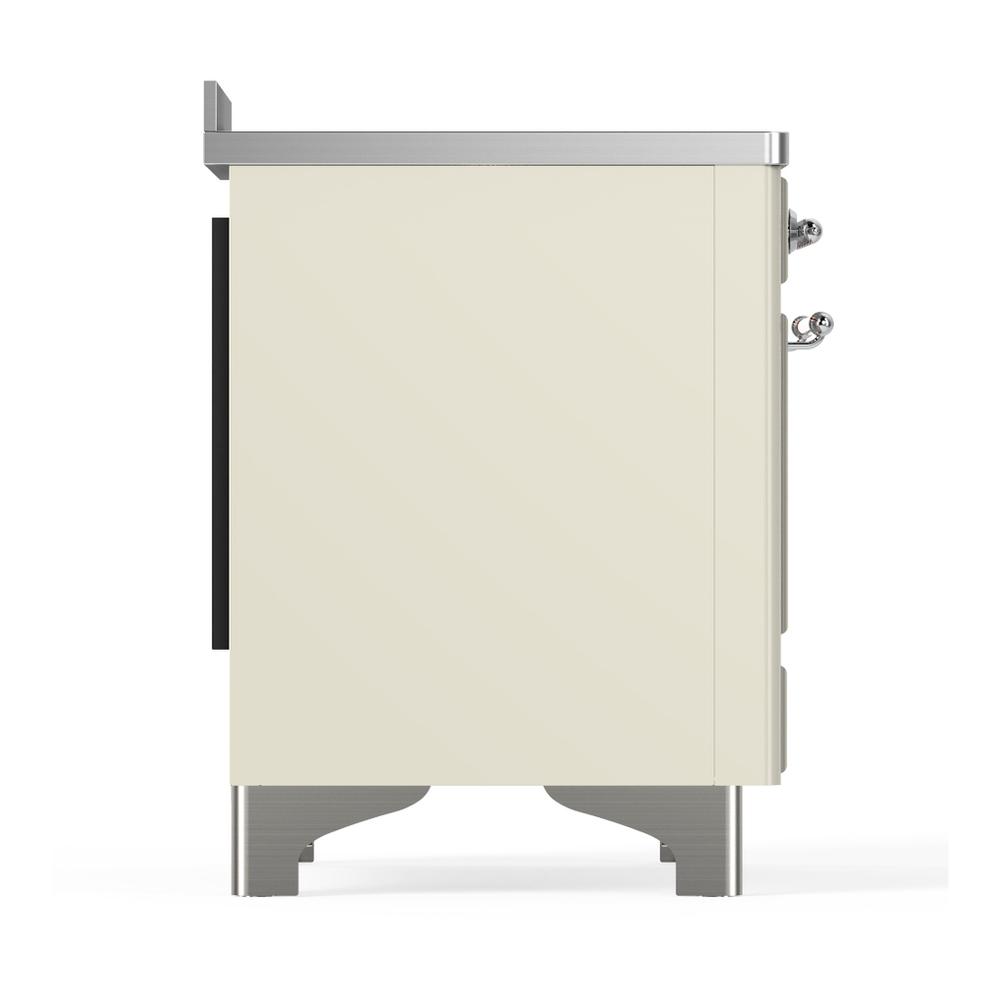 ILVE UMIB48QNR3AWC Majestic III 48 inch Induction Range with 6 Elements, 5.02 cu. ft. Total Oven Capacity (Solid Door, Antique White, Chrome)