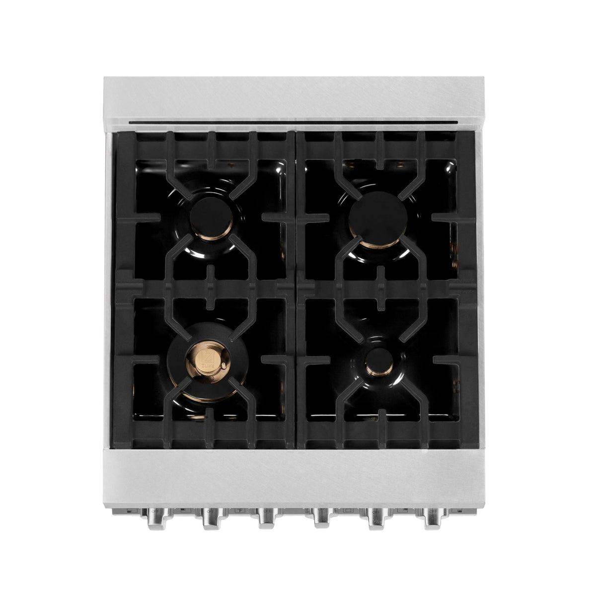 ZLINE 24 in. 2.8 cu. ft. Electric Oven and Gas Cooktop Dual Fuel Range with Griddle and Brass Burners in Fingerprint Resistant Stainless (RAS-SN-BR-GR-24)